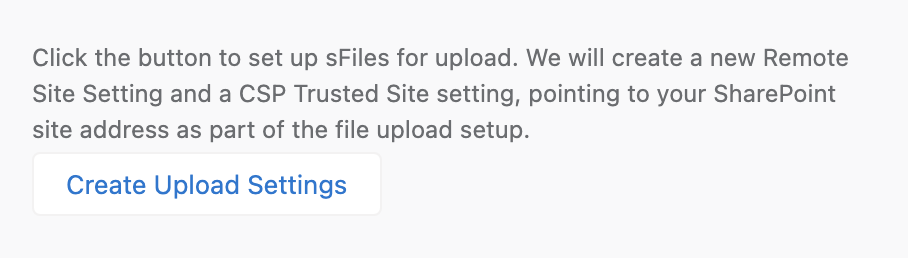 Create Upload Settings
